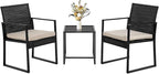 FDW | 3-Piece Patio Furniture Set | Khaki |Outdoor Wicker Furniture with Coffee Table | Modern Rattan Chairs Conversation Set | Outdoor Seating | Weather-Resistant | for Porch, Garden, Lawn
