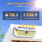 TECKNET 461 LED Solar Powered Outdoor Lights, 270° Angle & 3 Lighting Modes Motion Sensor Light Outdoor, Security Solar Lights Waterproof - 4 Pack, White, Cold Light