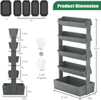 SUNYRISY 5 Tiers Vertical Raised Garden Bed Outdoor Planter Tower, Wooden Freestanding Planter Box for Planting Herbs Flowers Vegetables Patio Balcony Indoor Outdoor Gardening, Grey