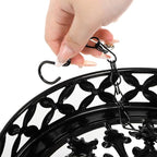 2 Pack Hanging Planters, 9.8 Inch Metal Plant Hanger, Decorative Glossy Black Plant Pot Holder, Planter Hanging Baskets with Chains and Hooks for Indoor or Outdoor Balcony Porch Home Decor