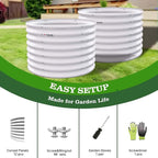 A ANLEOLIFE 2-Pack 3ft x 24” Tall Galvanized Raised Garden Beds Outdoor, Round Metal Planter Box for Planting Vegetables Flowers Herb, Anti-Rust & Easy-Setup, Antique White