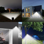 Solar Lights Outdoor Waterproof with 16FT Cord Dusk to Dawn 4400mAh LED Flood Light 6000K Security Lighting for Outside, Flag Pole, Porch, Shed (White 2 Pack)