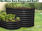 Plant & Plot Galvanized Raised Garden Beds Outdoor // 4×2×2 ft Planter Raised Beds for Gardening, Vegetables, Flowers // Large Metal Garden Box (Black) // Patented Tool-Free Design