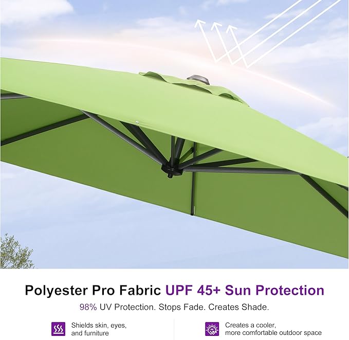 10 Feet Patio Umbrella Outdoor Cantilever Square – Green, 10Feet