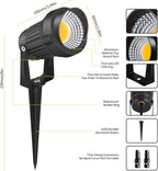 12W LED Landscape Lights Low Voltage, 3000K Warm White 12V AC/DC Waterproof Outdoor Spotlights, IP65 Garden Pathway Lights with 12 Spike Stands for Tree Garden Yard Pathway (12 Pack)