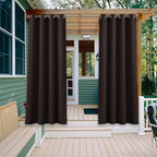 NICETOWN 2 Panels Patio Outdoor Curtains Waterproof, Thermal Insulated Rustproof Grommet Blackout Outdoor Indoor Window Treatments for Gazebo/Playground, W52 x L95 Inch, Brown