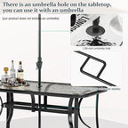 TLSUNNY 7 Pieces Patio Dining Set, Outdoor Table and Chairs W/1.69″ Umbrella Hole, 30"X 55" Table and Stackable Textilene Chair, All Weather Patio Furniture Set (Umbrella not Included) (Black)