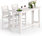 Ciokea 3 Pcs Outdoor Bar Height Table Set, 60" Extra Long Rectangle High Top Table and 2 Oversized Adirondack Chairs Set, Heavy-Duty All-Weather HDPE Patio Bar Set for Backyard Balcony Deck, White