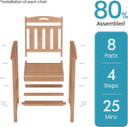 Ciokea Heavy Duty Bar Height Chair, 380lbs Outdoor Adirondack Tall Bar Chair Patio Stool with Arms & High Back, Heavy Duty All-Weather for Balcony, Poolside, Deck and Garden, Teak