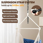 Chihee Hammock Chair Hanging Swing Max 500 Lbs 2 Cushions Included Metal Spreader Bar with Anti-Slip Grooves Portable Hanging Chair Side Pocket Large Macrame Bohemian Chair Indoor Outdoor