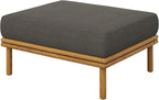 Modway Wren Teak Wood Outdoor Ottoman in Natural Flint Gray