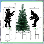 Solar Outdoor Christmas Tree,3 Pack Christmas Outdoor Decorations with Boy and Girl Garden Stakes,Color Changing LED Lights,Waterproof Xmas for Yard,Lawn,Pathway