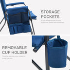 EVER ADVANCED Lightweight Folding Rocking Camping Chair, Padded Portable Rocker Chair for Patio, Lawn and Outdoors, Heavy Duty Hard Armchair for Adults, Blue