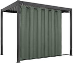 Easy-Going Linen Look Outdoor Curtains Waterproof Windproof Porch Curtains, Soft Thicken Outdoor Privacy Curtains for Patio, Gazebo, Grommet Top and Tab Bottom Drape, 1 Panel, 110x96 inch, Sage Green