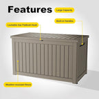 280 Gallon Outdoor Deck Box, Lockable Waterproof Outdoor Storage Boxes For Garden Tools,Indoor Cushions,Accessories Outside Storage Resin Weatherproof Container(Grey)