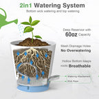 12inch Large Self Watering Plant Pot, Plastic Cylinder Planter with 60Oz Deep Reservoir and Saucer for Indoor Outdoor Plants Flowers Houseplants, White