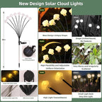 Solar Lights Outdoor 4 Pack 32 LED Solar Cloud Swaying Lights Garden Waterproof Outdoor Decor for Yard Patio & Pathway