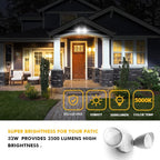 LUTEC 6222W 3500 Lumen 32 Watt 28 LED Dual-Head Floodlight Outdoor, Full Metal Design, Waterproof Exterior Security Wall Light for Patio, Garden, Yard-White