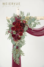 Artificial Flowers Wedding Arch Swag Kit, Wine Red, 3 Pieces