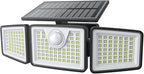 2500LM Solar Lights Outdoor with Motion Sensor,3 Head 270° Wide Angle Street Area Lights,IP65 Waterproof Security Lighting with 3 Modes(Non-Remote,1 Pcs)