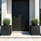 Large Metal Square Planter 20" L x 20" W x 20" H, Black Large Outdoor Planters with Drainage Hole for Porch/Patio/Garden