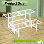 2 Tier Metal Plant Stand Outdoor Indoor, Separated Tiered Outdoor Folding Plant Shelf, Ladder Plant Stands Display Rack for Garden Window, 8.3/15.4'' Tall (White)