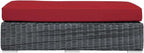 Modway Summon Wicker Rattan Outdoor Patio Sunbrella® Fabric Rectangle Ottoman in Canvas Red
