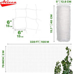 Plastic Trellis Netting 79" x 328 ft Heavy Duty Plant Support Netting White - 6 Inch Garden Trellis on Roll - Mesh for Growing Vine Climbing Plants, Flowers, Peas, and Cucumber