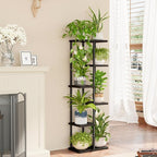 Bamworld Tall Plant Stand Indoor, 6 Tier Metal Plant Shelf for Multiple Plants, Tiered Flower Pot Stands for Patio Garden Balcony Living Room Bedroom, Black