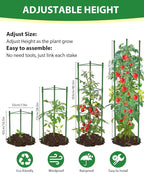 8 Pack Tomato Cages for Garden, 51in*13in Adjustable Tomatoes Plant Stakes Support Cages Trellis, Garden Trellis for Vegetable Flowers Fruits Climbing Plants- 20 Binding Wires Included