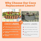 Legigo 2PCS 36 Inch Natural Trough Coco Coir Liners Planters Replacement, Pre-Formed Window Basket Coconut Coir Fiber Liner for Garden Window Flower Box Pots, Fence Trough Planter, Wall Planter Basket