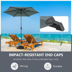 Abba Patio 7.5FT Lyon Outdoor Patio Umbrella Outdoor Table Umbrella with Push Button Tilt and Crank Market Umbrella 6 Sturdy Ribs UV Protection Waterproof for Garden Deck Backyard Pool Grey