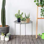 Garden 4 you Folding Tray Metal Side Table 2PC Grey Round End Table Cyan Sofa Small Accent Fold-able Table, Round End Table Tray, Next to Sofa Table, Snack Table for Living Room and Bed Room