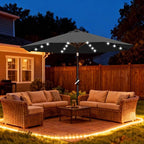 ABCCANOPY Durable Solar Led Patio Umbrellas with 32LED Lights 9FT (Dark Gray)