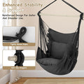 Black Macrame Hammock Chair with 2 Cushions and 350 lb Limit