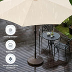wikiwiki 80 Lbs HDPE Round Patio Umbrella Base, Weighted Umbrella Stands Fits 1.5-1.9in Poles for Garden, Lawn, Deck, Backyard & Pool, Brown