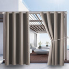 Water Proof Outside Curtains with Grommet Top for Porch, W52 x L120 Thermal Insulated Washable Outdoor Divider Drapes for Patio Gazebo Deck Pool Area Pergola Cabana (Taupe, 2 Panels)