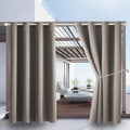 DIVA EN CAMINO DEC Outdoor Patio Curtain Waterproof Darkening Thermal Insulated Indoor Curtains for Bedroom, Porch, Living Room, Pergola, Cabana, W52 x L132, Taupe, Set of 2 Panels