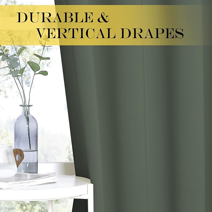 NICETOWN Blackout Curtains 63 Inhces Long for Half Windows, Thermal Curtain Grommet Room Darkening Window Treatment for Bedroom Living Room, Dark Mallard, 1 Panel, W46 x L63