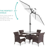 Best Choice Products 7.5ft Outdoor Solar Market Table Patio Umbrella for Deck, Pool w/Tilt, Crank, LED Lights - Bright White