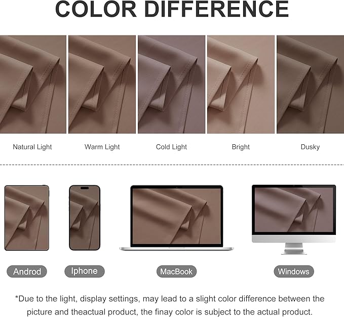 RYB HOME Outdoor Curtains for Patio Waterproof Block Sunlight Thermal Insulated Privacy Assured Thick Outside Curtains for Porch, Gazebo, Pergola, W52 x L84, Mocha, 1 Panel