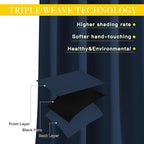 NICETOWN Blackout Navy Blue Bedroom Curtain 118 inches Long, Grommet Thermal Insulated Room Divider Drape Solid Window Treatment for Sliding Door/Living Room, W80 x L118, 1 Panel