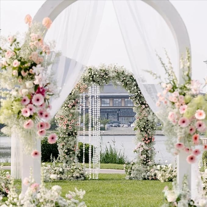 Outdoor Curtains: Ivory Sheer Wedding Arch Drapes, 2 Panels, 29 x 240 Inch