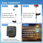 4 Pack Lighthouse Solar Lights,7 Light Color Changes,IP65 Waterproof Solar Pathway Lights for Garden,Lawn,Outdoor Lighthouse Decor