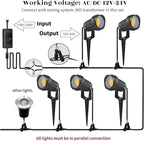 12W LED Landscape Lights Low Voltage, 3000K Warm White 12V AC/DC Waterproof Outdoor Spotlights, IP65 Garden Pathway Lights with 12 Spike Stands for Tree Garden Yard Pathway (12 Pack)