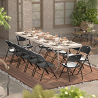 Nazhura 350 Weight Limit Heavy Duty Plastic Folding Chair with Reinfoced Steel Frame for Indoor and Outdoor, Wedding, Party, Restaurant, Meeting Room, Patio and Garden (Black, 6 Pack)