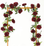 Artificial Plants Greenery: 2 Burgundy Silk Rose Vines, 73 Inches