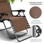 Nestl Zero Gravity Chairs Set of 4, Patio Lounge Chair Outdoor with Pillows & Cup Holder Trays, Adjustable Steel Mesh Reclining Camping Chair, Folding Patio Lawn Chair for Deck, Beach, Yard - Brown