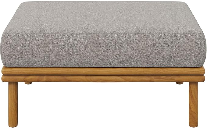 Modway Wren Teak Wood Outdoor Ottoman in Natural Driftwood