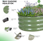 Galvanized Raised Garden Bed Outdoor, 4x2x1ft Oval Metal Raised Beds for Gardening, Rust-Resistant Garden Planter Box with Tools for Planting Vegetables, Flowers, Fruits in Lawn (Olive Green)